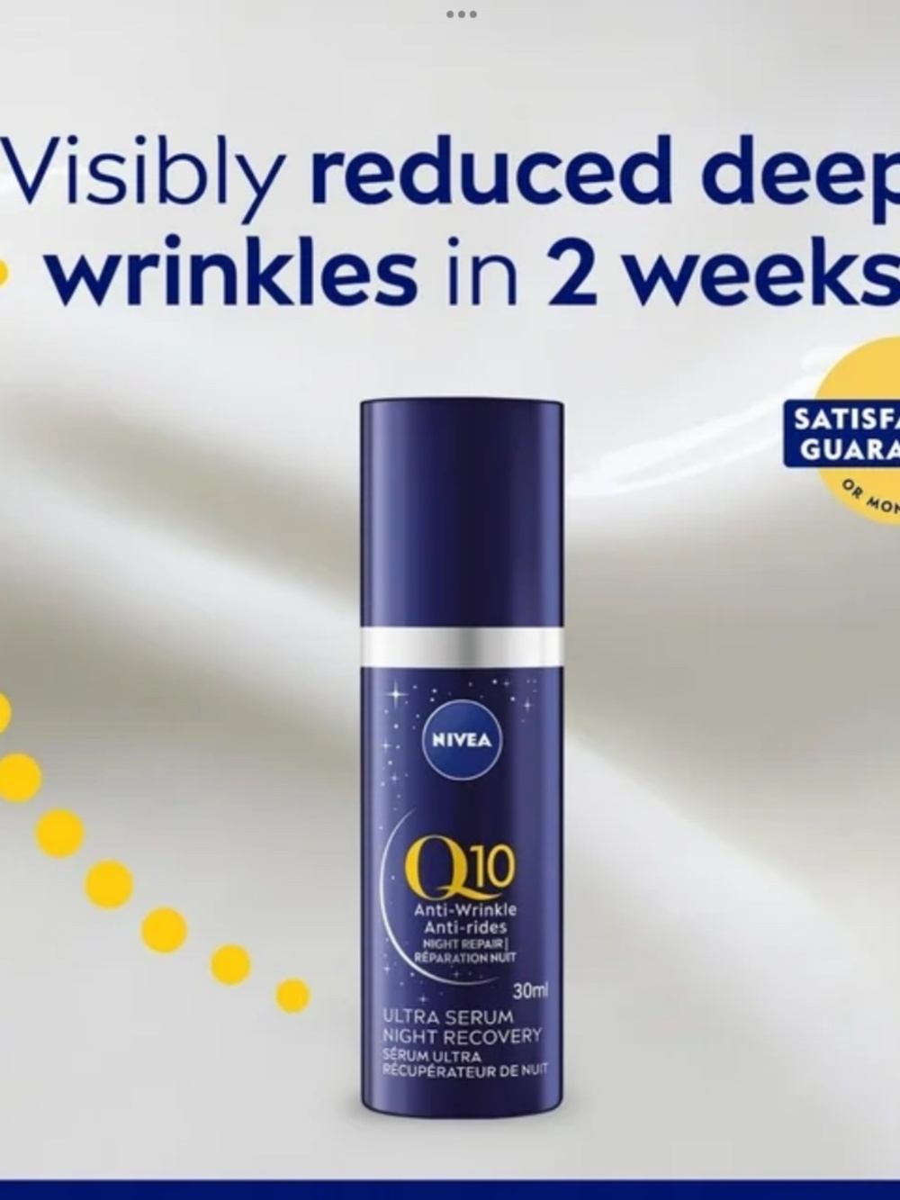NIVEA Q10 Anti-Wrinkle Night Repair Ultra Night Recovery Face B5 Serum 30 ml NEW